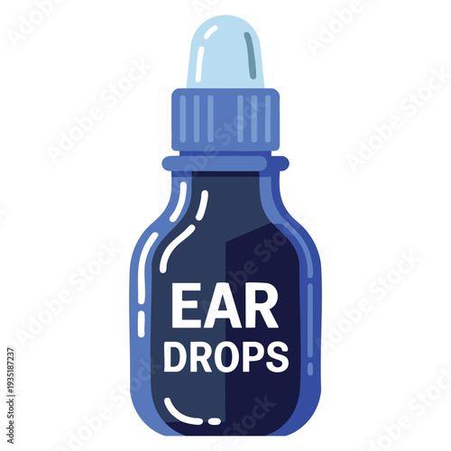 Ear drops icon in cartoon vector style representing care treatment and appliance dropper liquid concept, ideal for medical, pharmacy and health support themes
