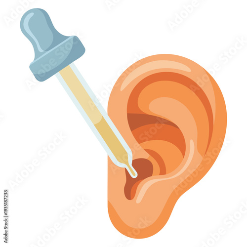 Ear lubricant in cartoon vector style representing medical liquid and infection disease treatment concept, ideal for healthcare and clinical design themes