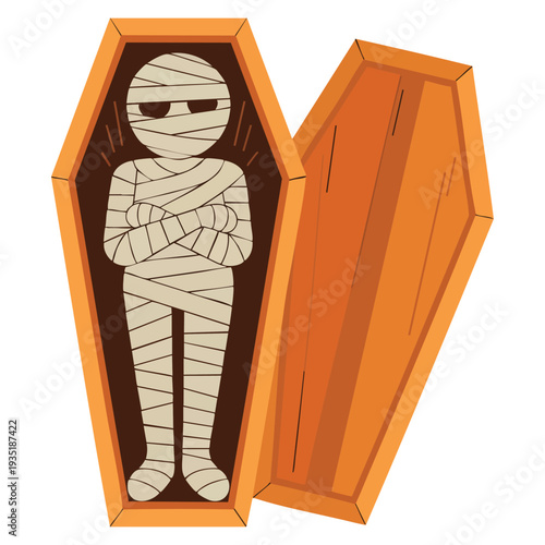 Egypt mummy icon in cartoon style vector icon for web design isolated on white background ideal for halloween ancient history culture and spooky themed graphics