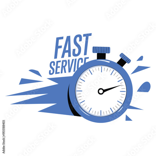Fast service stopwatch and timer illustration for apps and website urgent services 24 7 express fast inscription template for promotional poster and flyer