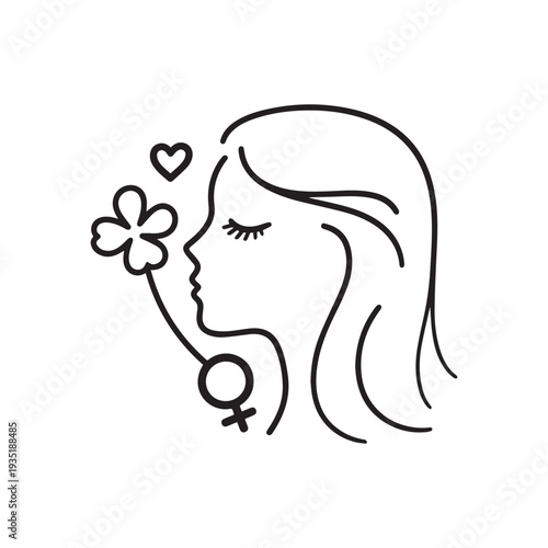 Elegant Minimalist Profile and Diverse Sisterhood Silhouettes for International Women's Day Celebration. 