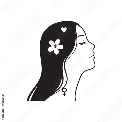 Elegant Minimalist Profile and Diverse Sisterhood Silhouettes for International Women's Day Celebration. 