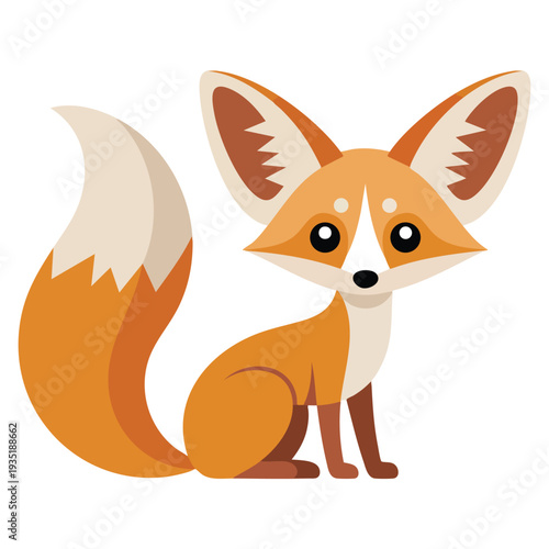 Fennec fox cartoon animal vector illustration on white background perfect for childrens books sticker mascot logo and wildlife themed creative artwork