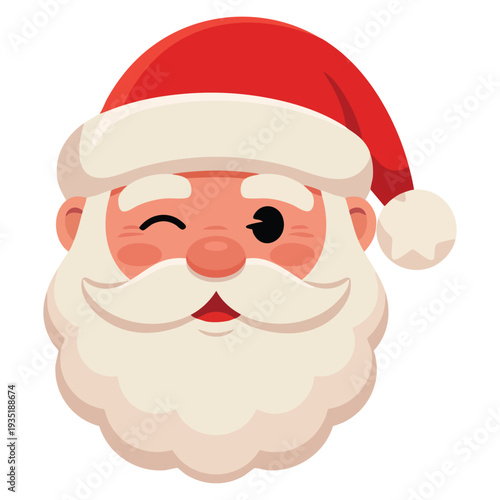 Festive Santa Claus winking face illustration vector artwork perfect for christmas card holiday banner and winter celebration design concepts