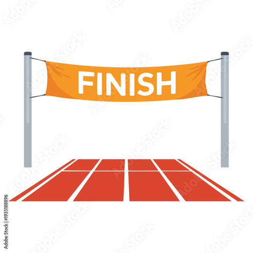 Finish line ribbon in running or athlete track vector illustration isolated on white background representing victory competition success and sports achievement