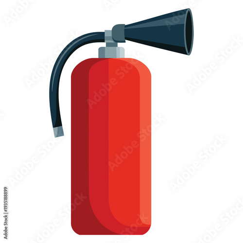 Fire emergency concept with red fire extinguisher standing upright ready to be used perfect for safety instruction prevention and protection illustration