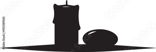 Still life candle and egg silhouette vector illustration for spiritual concept