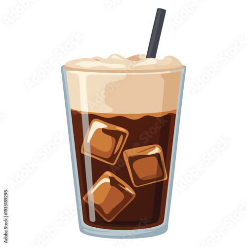 Flat color freddo espresso Greek iced coffee vector illustration template design ideal for cafe branding cold beverage menu and summer refreshment concepts