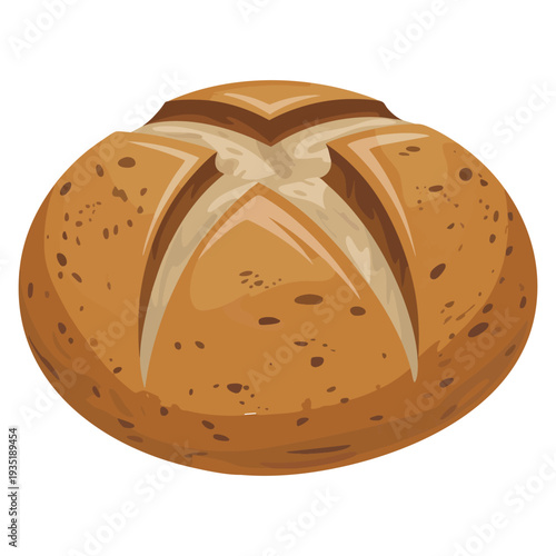 Flat color Irish soda bread vector illustration template design ideal for bakery shop branding menu layout food blog graphics and traditional pastry presentation