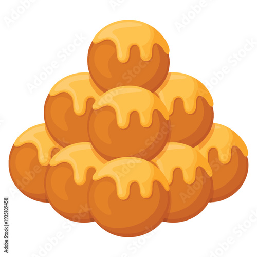 Flat color Loukoumades Cypriot doughnuts vector illustration template design ideal for pastry shop branding menu cards sweet snack promotions and food themes