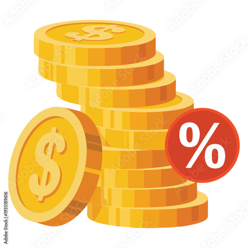 Flat color style interest rate simple vector design editable vector format suitable for finance loan banking and investment themes