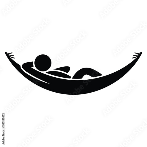 Flat design person lying on hammock icon vector illustration representing relaxation vacation leisure  summer   concept