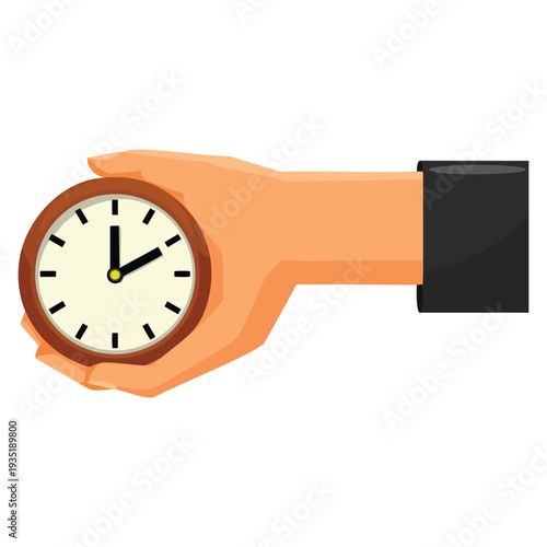 Flat icon of hand hold old clock time is money vector illustration ideal for business productivity deadline management and financial value concept
