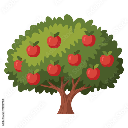 Flat icon of fruit tree organic apple cultivation vector illustration for agriculture theme