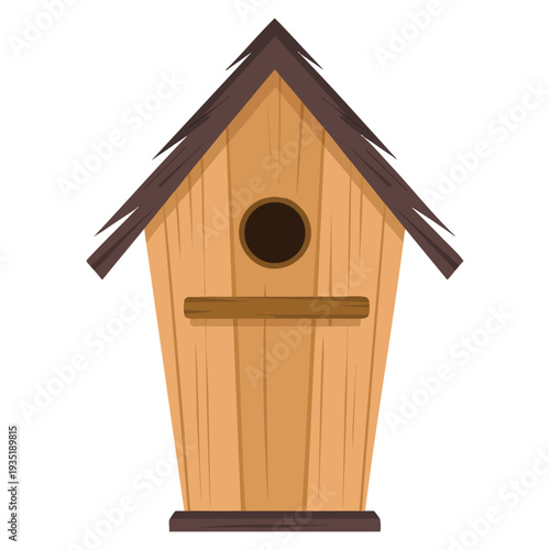 Flat icon vintage wooden birdhouse feeder for birds vector illustration ideal for garden decoration outdoor wildlife and nature themed designs