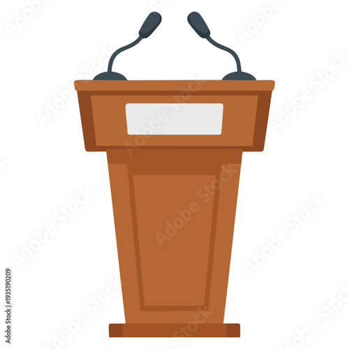 Flat vector design of speech podium isolated on white background ideal for presentation debate conference and public speaking concepts