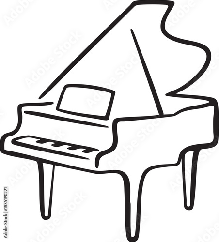 Grand Piano Outline Illustration
