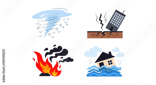 Natural Disasters Tornado Fire Earthquake Flood.