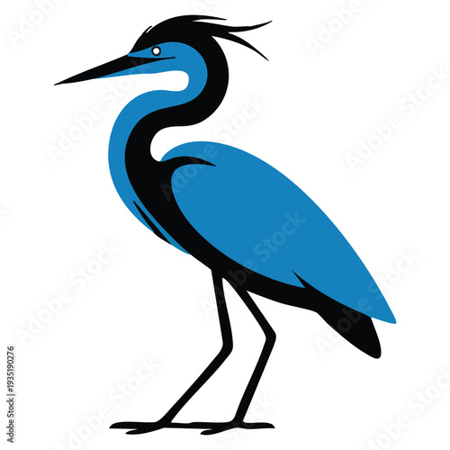 Flat vector heron or stork logo icon design template minimal bird emblem for brand identity