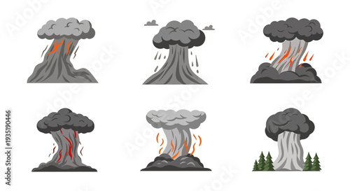 Volcano Erupting with Lava and Ash.