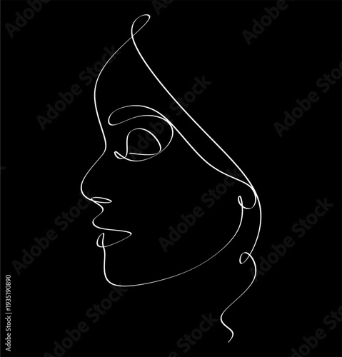 Line drawing of girl face. Creative modern abstract drawing. Woman, modern vector minimalist design for wall art, print, postcard, poster.
Category