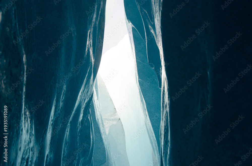Foto Abstract View Inside Blue Ice Cave or Glacier