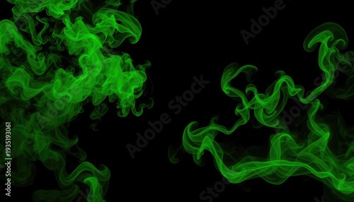 Ethereal green wisps of smoke swirling against a dark backdrop, perfect for artistic backgrounds, abstract concepts, and conceptual designs.