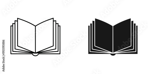 Open book icon line art minimalist design vector illustration for education knowledge learning concept