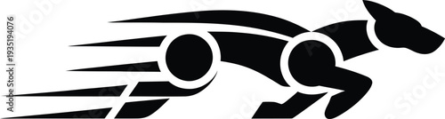 Black silhouette of a person running fast with motion lines