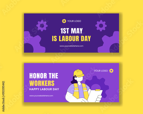 International Labour Day Flat Hand Drawn Cartoon Horizontal Banner Illustration