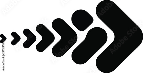 Black arrows pointing to the right on in a row getting bigger