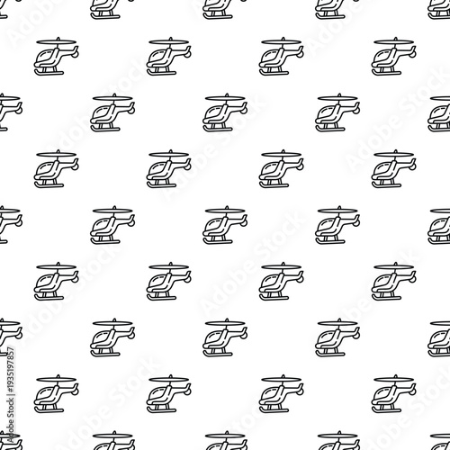 Helicopter simple outline icon seamless pattern background