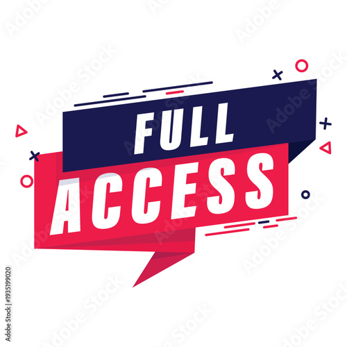 Red full access checklist flat design label for premium memberships, unlocked features, and minimalist stickers.