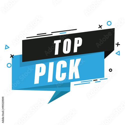 Top pick flat design label for editor's choice awards, featured product highlights, and minimalist recommendation stickers.