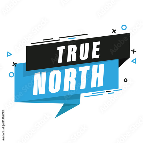 True north design label for navigation branding, minimalist leadership icons, and outdoor adventure vector stickers.