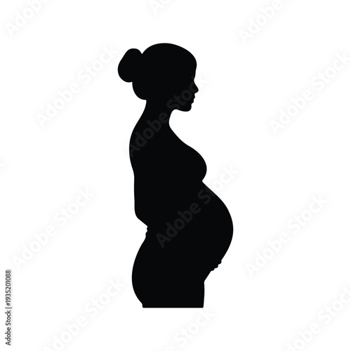 Pregnant woman silhouette icon vector flat design.