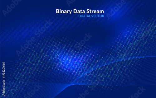 Glowing binary data visualization with digital matrix style. Ideal for big data analytics, virtual reality, and information technology concepts