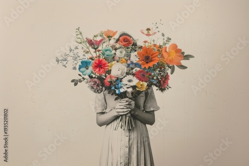 Paper collage of bouquet flower plant adult.