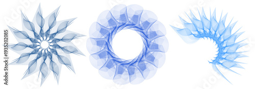 Abstract Digital Swirl Shapes — Halftone Data Flow Pattern, Futuristic Motion, Generative Design Background