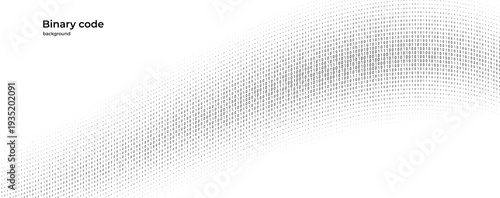 Binary code wave — abstract digital background with data flow made of zero and one digits, symbol of information technology, coding, artificial intelligence, and virtual cyberspace network