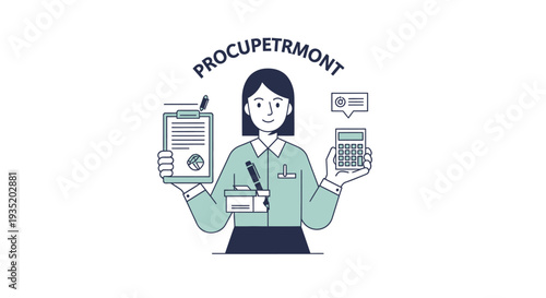 A professional young woman in business attire sits at a modern office desk while smiling warmly and working on her sleek laptop in a bright corporate environment