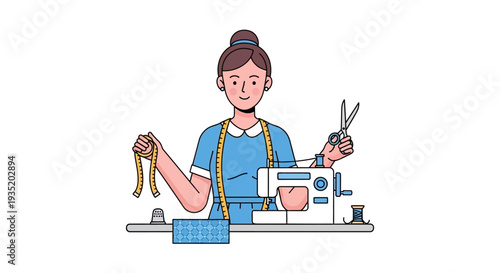 A professional young woman in business attire sits at a modern office desk while smiling warmly and working on her sleek laptop in a bright corporate environment