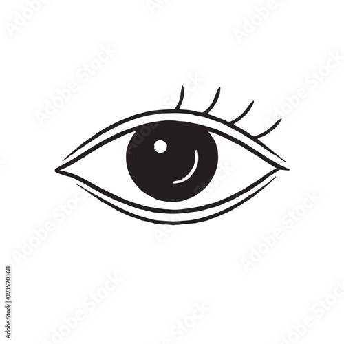 Clean vector eye icon featuring a balanced shape and simple modern design.