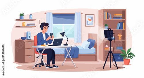 Man Working from Home Office.