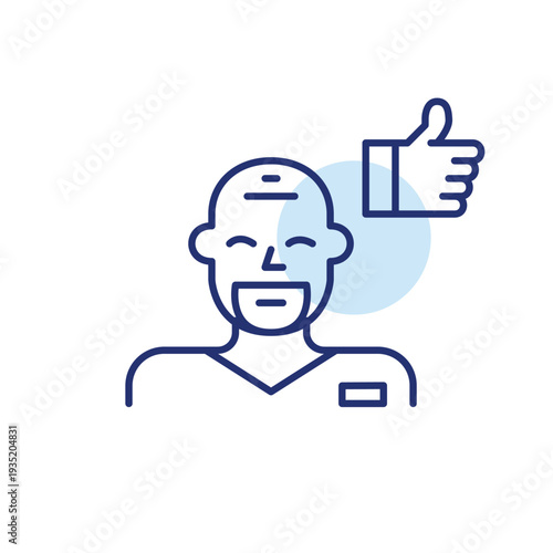 Doctor surgeon and like. Appointment approved, successful healthcare. Positive feedback on service. Pixel perfect, editable stroke vector icon
