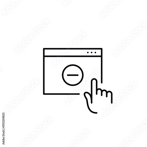Minus on web page and click. Delete application, access restricted. Pixel perfect, editable stroke vector icon