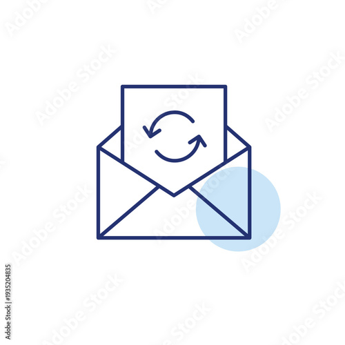 Mail update, message refresh, correspondence renewal. Open e-mail letter. Pixel perfect, editable stroke vector icon