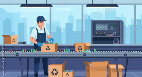 Warehouse Worker Packaging Boxes.