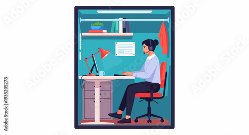 Woman Working at Desk.