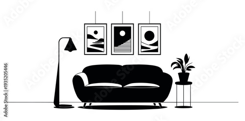 Print Home Decoration Interior House Home Living Stock Vector
